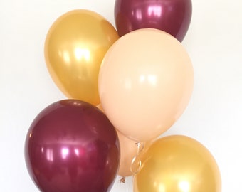 Blush and Burgundy Balloons | Fall Balloons | Gold and Burgundy Balloons | Burgundy and Blush Balloons | Fall Bridal Shower Decor