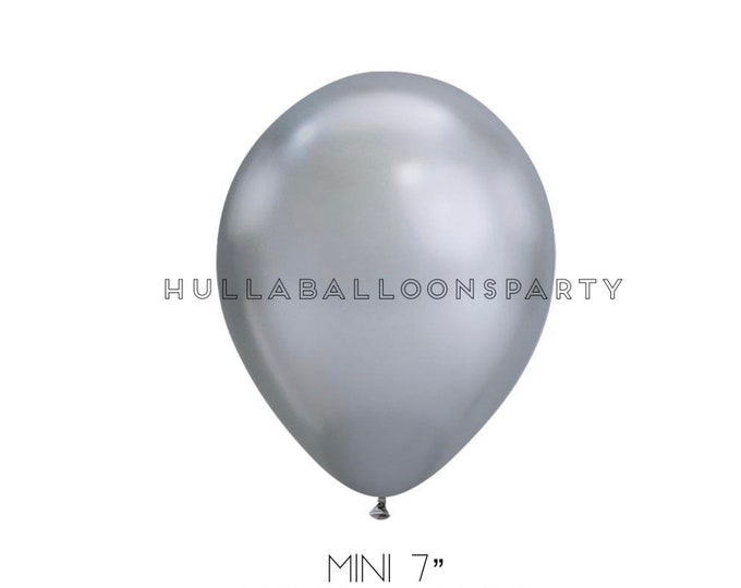 Mini Chrome Silver Balloons | Air Fill Silver Balloons | Mini 5” Latex Balloons | Silver Balloon Garland | Balloon Artist | Silver Balloon