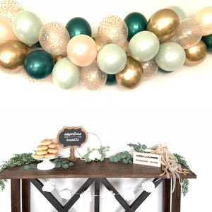 Sage Green and Peach Balloon Garland DIY Kit | Sage Green and Blush Bridal Shower Decor | Green Baby Shower | Wedding Balloon Garland Photo