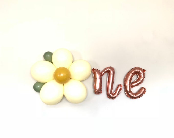 Ivory Flower One Balloons | Groovy One Balloons | Rose Gold Script Letter Balloons | Boho First Birthday Balloons | Floral Birthday Party