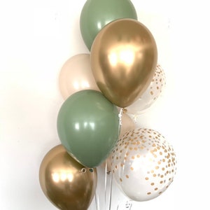 Green and Gold Balloons Light Green Wedding Decor Gold and Green Balloons Eucalyptus Balloons Dark Sage Green Bridal Shower Decor image 5