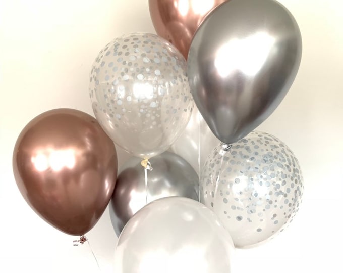 NEW Chrome Rose Gold and Silver Balloons | Rose Gold Bridal Shower Decor | Chrome Silver Balloons | Silver and Rose Gold Birthday Decor