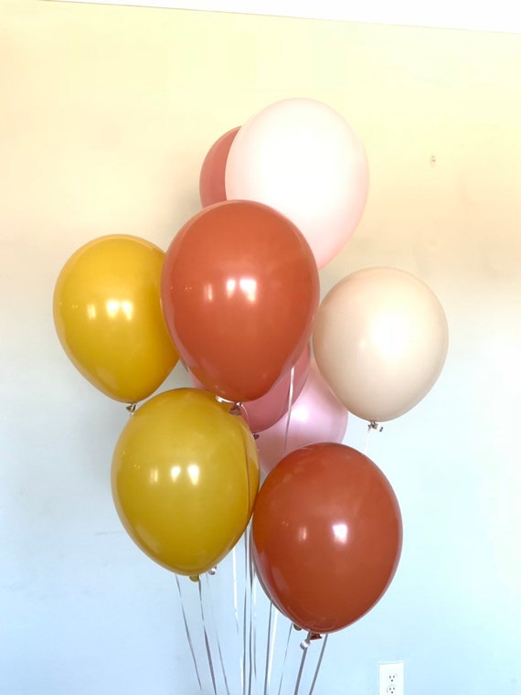 Globos rosa mate pastel Globos de rubor mostaza y rosa Decoración de  ducha nupcial rubor Baby Shower boho Globos de cumpleaños boho