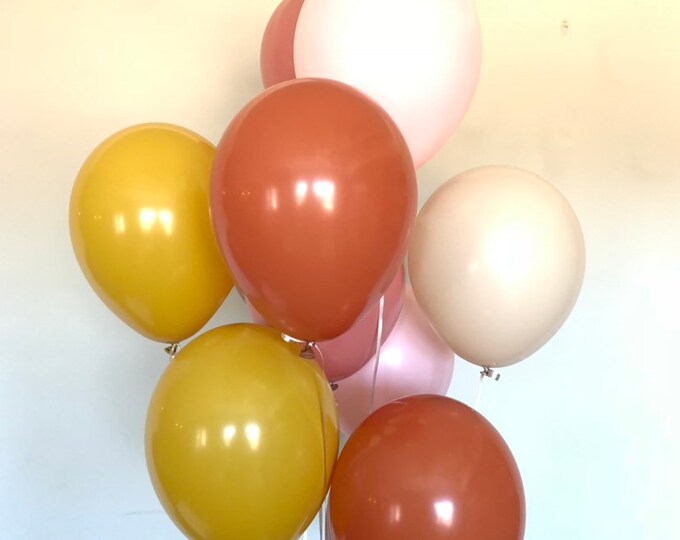Pastel Matte Pink Balloons | Mustard and Pink Blush Balloons | Blush Bridal Shower Decor | Boho Baby Shower | Boho Birthday Balloons
