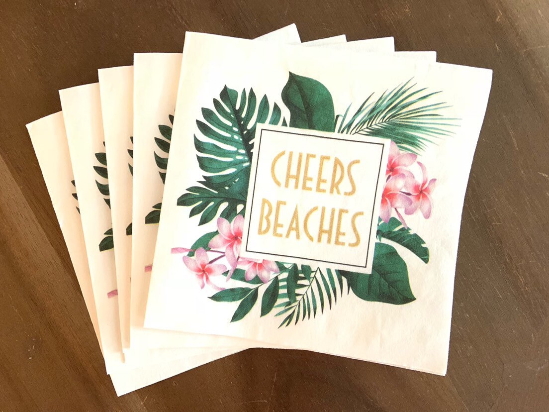 Cheers Beaches Beverage Napkins Tropical Party Decor Cocktail