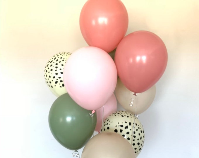 Pastel Matte Pink Cheetah Balloons | Pink Blush Balloons | Blush Bridal Shower Decor | Blush Safari Baby Shower | Jungle Birthday Balloons