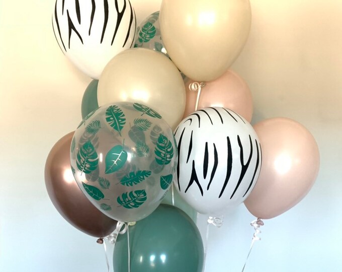 Tropical Blush and Mint Balloons | Blush Wedding Decor | Muted Balloons | Tropical Bridal Shower | Natural Bridal Shower Decor