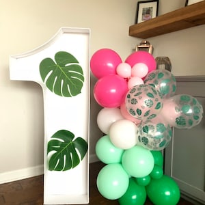 Tropische Ballon-Girlande | Tropische Geburtstagsfeier | Tropischer Junggesellinnenabschied | Grün und Rosa Babyparty | Grün und Rosa Brautparty