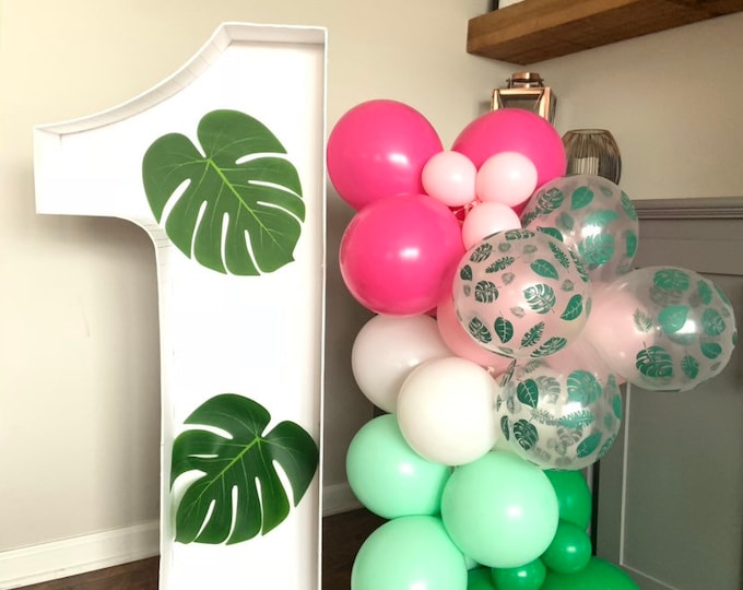 Tropical Balloon Garland | Tropical Birthday Party | Tropical Bachelorette Party | Green and Pink Baby Shower | Green and Pink Bridal Shower