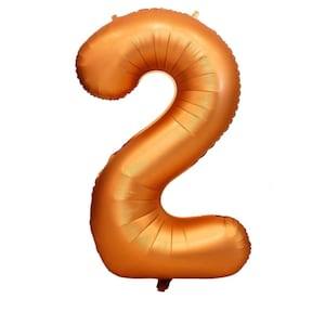 Orange Number 2 Balloon | Pumpkin Second Birthday Balloons | Two Cute Orange Mylar Number Balloons | Orange Foil Balloons |