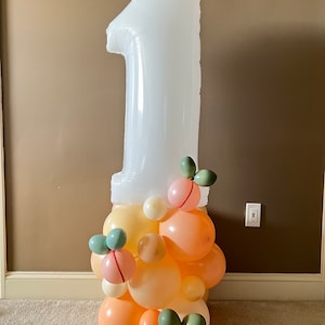 Sweet As A Peach Balloon Tower Kit Peach First Birthday Balloons Sweet to Be One Birthday Party Peach Balloons image 1