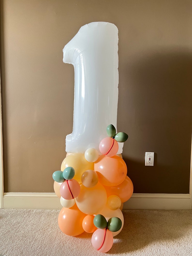 Sweet As A Peach Balloon Tower Kit Peach First Birthday Balloons Sweet to Be One Birthday Party Peach Balloons image 1