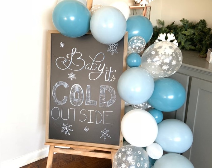 Blue Snowflake Balloon Garland | Baby it’s Cold Outside Bridal Shower Decor | Blue Winter Wonderland Balloon Garland