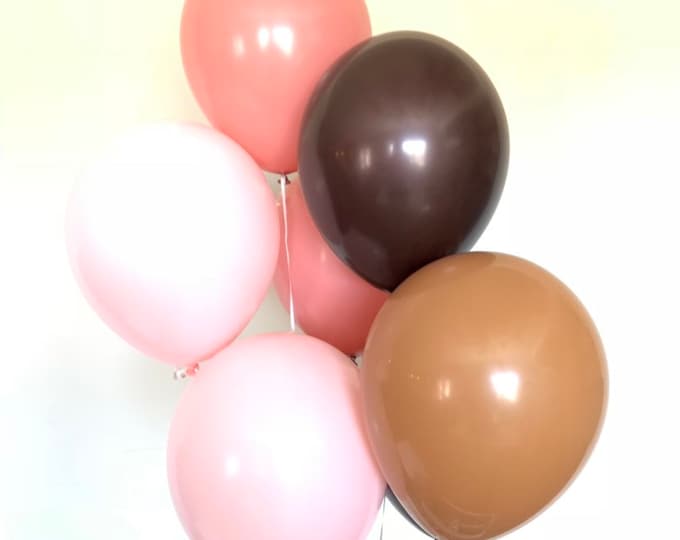 Pastel Matte Pink Balloons | Chocolate and Pink Blush Balloons | Blush Bridal Shower Decor | Blush Baby Shower | Blush Birthday Balloons