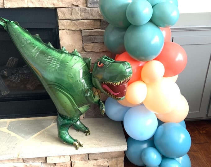 Dinosaur Balloon Garland | Dinosaur Birthday Party | Three Rex Birthday | Baseball Balloon Arch | Roar I’m Four Birthday Party