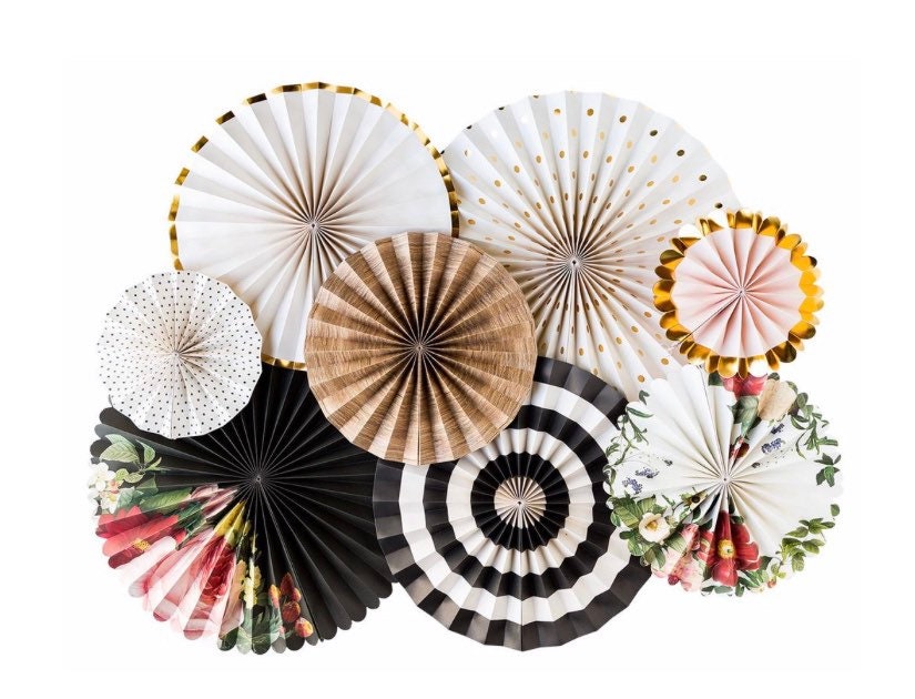 Floral Black And White Paper Fans Paper Fans Wall Decor Floral