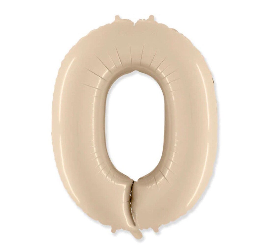 Cream Number 0 Balloon | Beige Birthday Balloons | Mylar Number ...