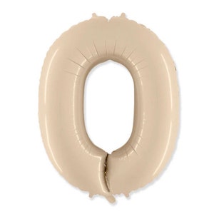 Cream Number 0 Balloon | Beige Birthday Balloons | Mylar Number Balloons | Large Foil Balloons | Beige Ten Balloons | Fortieth Birthday
