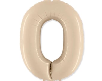 Cream Number 0 Balloon | Beige Birthday Balloons | Mylar Number Balloons | Large Foil Balloons | Beige Ten Balloons | Fortieth Birthday