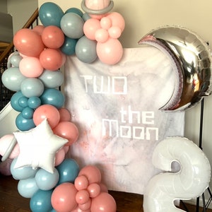 Two The Moon Balloon Garland Pastel Galaxy Baby Shower Twinkle Little Star Balloon Garland Over The Moon Baby Two The Moon Birthday image 5