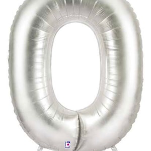 Silver Number 0 Balloon | Thirtieth Birthday Balloons | Fortieth Mylar Number Balloons | Large Foil Balloons | Fiftieth Milestone Birthday