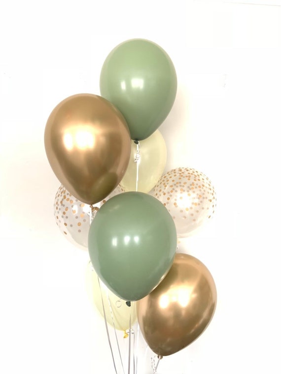 Palloncini verdi e avorio / Decorazioni per matrimoni verde chiaro / Palloncini  verdi e dorati / Palloncini di eucalipto / Decorazioni per la doccia  nuziale verde salvia scuro -  Italia