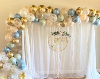 Sage Green Balloon Garland Kit | Sage Green and Blue Balloon Garland | Sage Green Wedding Garland | Slate Blue Bridal Shower Decor