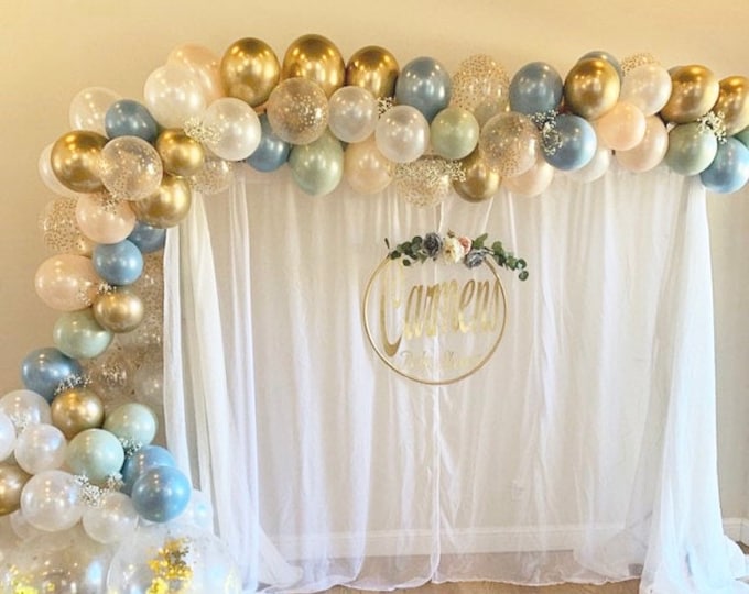 Sage Green Balloon Garland Kit | Sage Green and Blue Balloon Garland | Sage Green Wedding Garland | Slate Blue Bridal Shower Decor