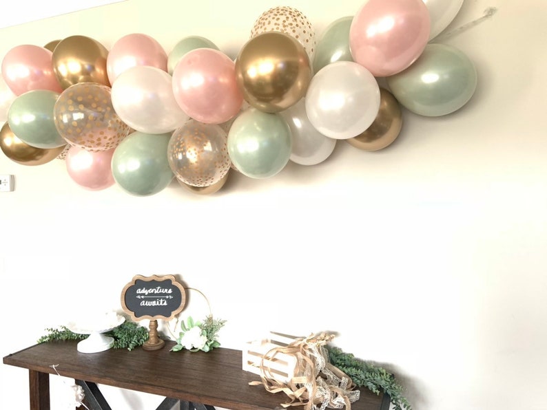 Sage Green and Blush Bridal Shower Decor Green Baby Shower Blush Wedding Garland Sage Green and Pink Blush Balloon Garland DIY Kit