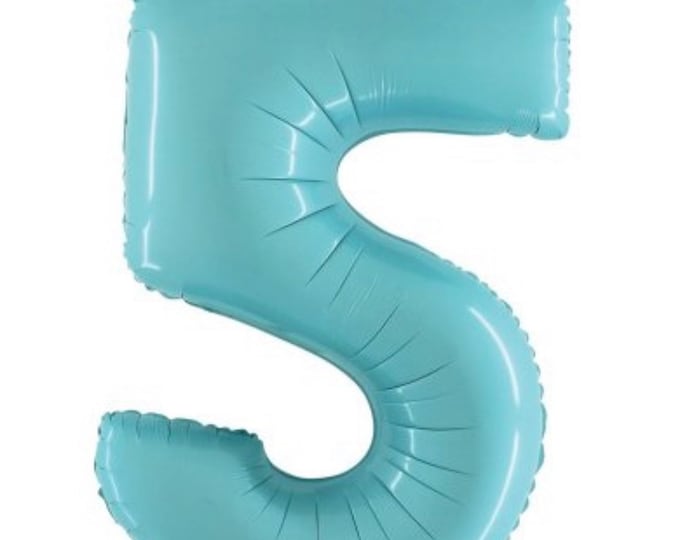 Light Blue Number 5 Balloon | Blue 5th Birthday Balloons | Mylar Number Balloons | Shark Birthday Balloons | Blue FiveBalloons Snow Princess