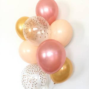 Rose Gold Balloons | Blush and Gold Balloon Bouquet | Rose Gold and Blush Balloons | Rose Gold Bridal Shower Decor | Rose Gold Wedding