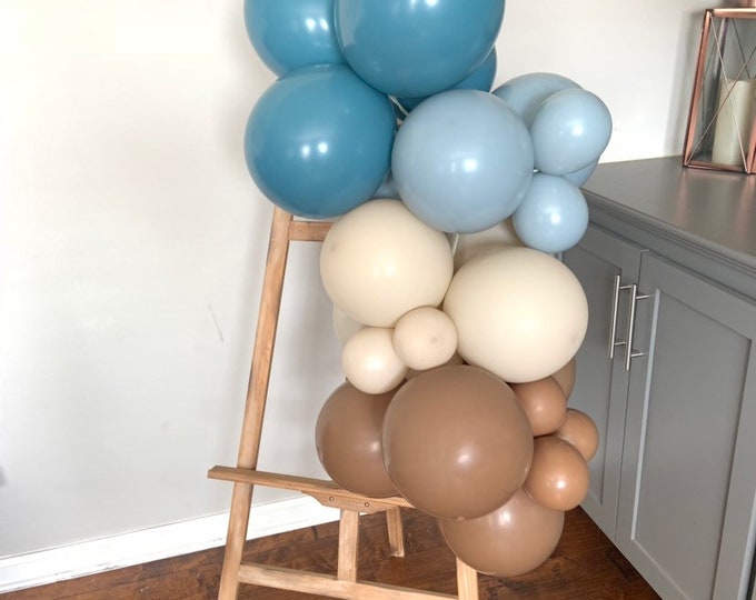 We Can Barely Wait Balloon Garland | Blue Bridal Shower Decor | Teddy Bear Baby Shower Decor | Blue and Brown Balloon Garland