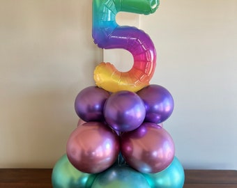 Fifth Birthday Balloon Centerpiece | 5th Birthday Balloons | Fifth Birthday Tabletop Balloons | Table Numbers