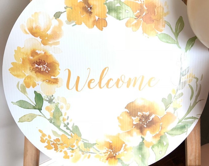 Yellow Peonies Welcome Sign |Yellow Floral Bridal Shower | Bridal Shower Welcome Sign | Balloon Garland Sign | Yard Sign