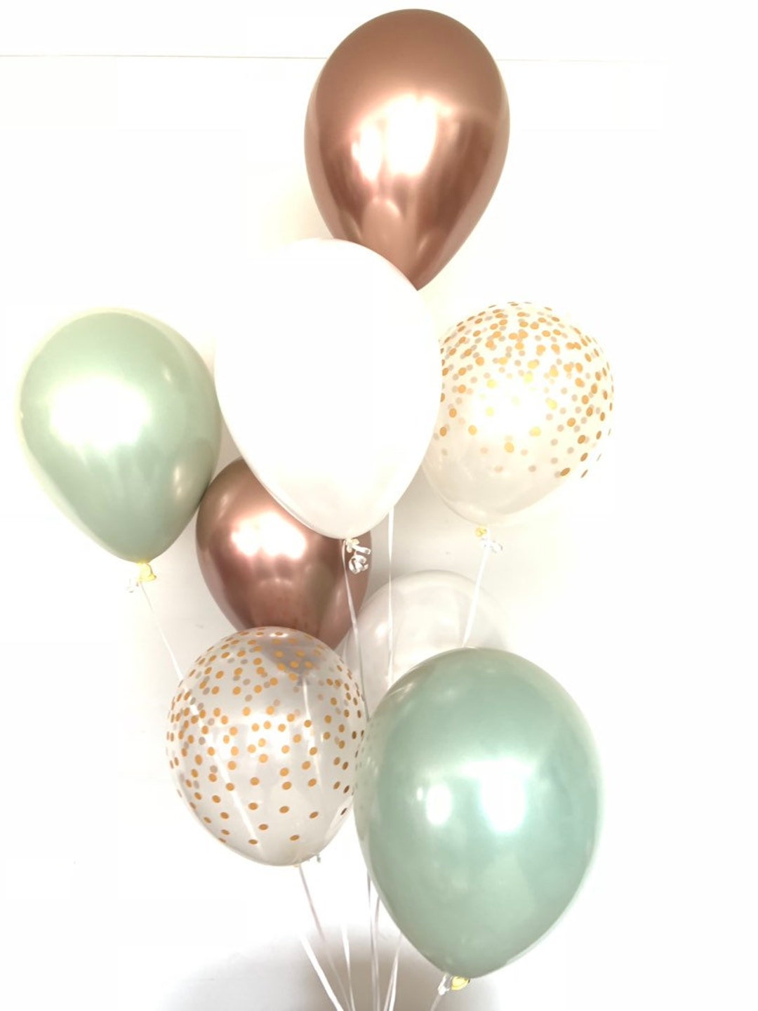 Palloncini verde salvia / Decorazioni per matrimoni verde chiaro / Palloncini  verdi e oro rosa / Palloncini in oro rosa cromato /Decorazioni per addio al  nubilato verde salvia -  Italia