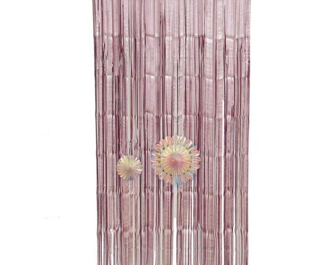 Mauve Fringe Curtains | Dusty Mauve Foil Curtains | Dusty Rose Birthday Party Decor | Dusty Mauve Bridal Shower Decor | Dusty MauveBackdrop