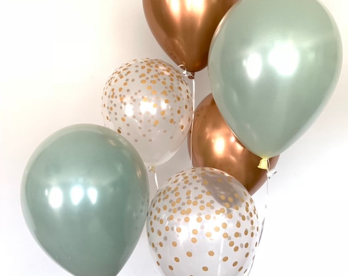 Sage Green Balloons | Succulent Bridal Shower Decor | Copper and Sage Balloons | Succulent Baby Shower Decor | Cactus Party Decor | Sage and