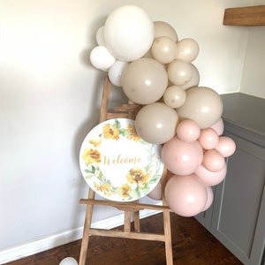 White and Blush Balloon Garland Boho Birthday Party Here Comes The Sun Baby Shower Boho first Birthday image 9