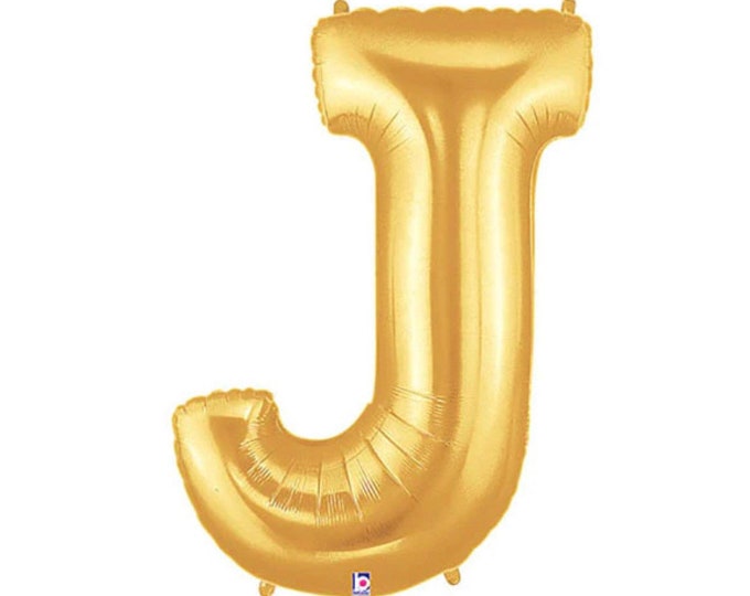 Gold Letter J Balloon | Jumbo 40” Letter J Balloon Gold Birthday Balloons | Mylar Letter Balloons | Large Gold Mylar Balloons