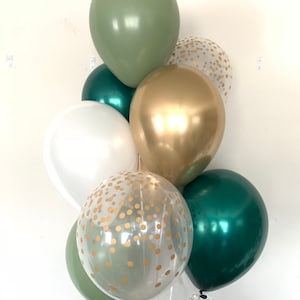Green and White Balloons | Light Green Wedding Decor | Green and Gold Balloons | Eucalyptus Balloons | Dark Sage Green Bridal Shower Decor