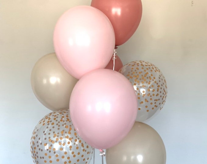 Pastel Matte Pink Balloons | Rosewood and Pink Blush Balloons | Sand and Blush Bridal Shower Decor | Blush Baby Shower | Blush Birthday