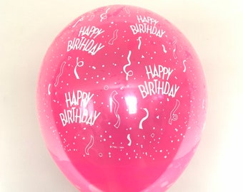 Happy Birthday Balloons | Birthday Party Decor | Happy Birthday Latex Balloons | Neon Pink Birthday Balloons | Custom Birthday Balloons