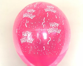 Neon Pink Happy Birthday Latex Balloons | Double Layered Party Decor