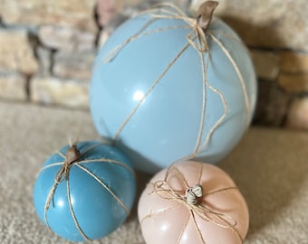 Blue Pumpkin Balloon Kit DIY Set of 3 | Little Pumpkin Baby Shower Decor | Little Pumpkin First Birthday Party | Blush Pumpkin Balloons