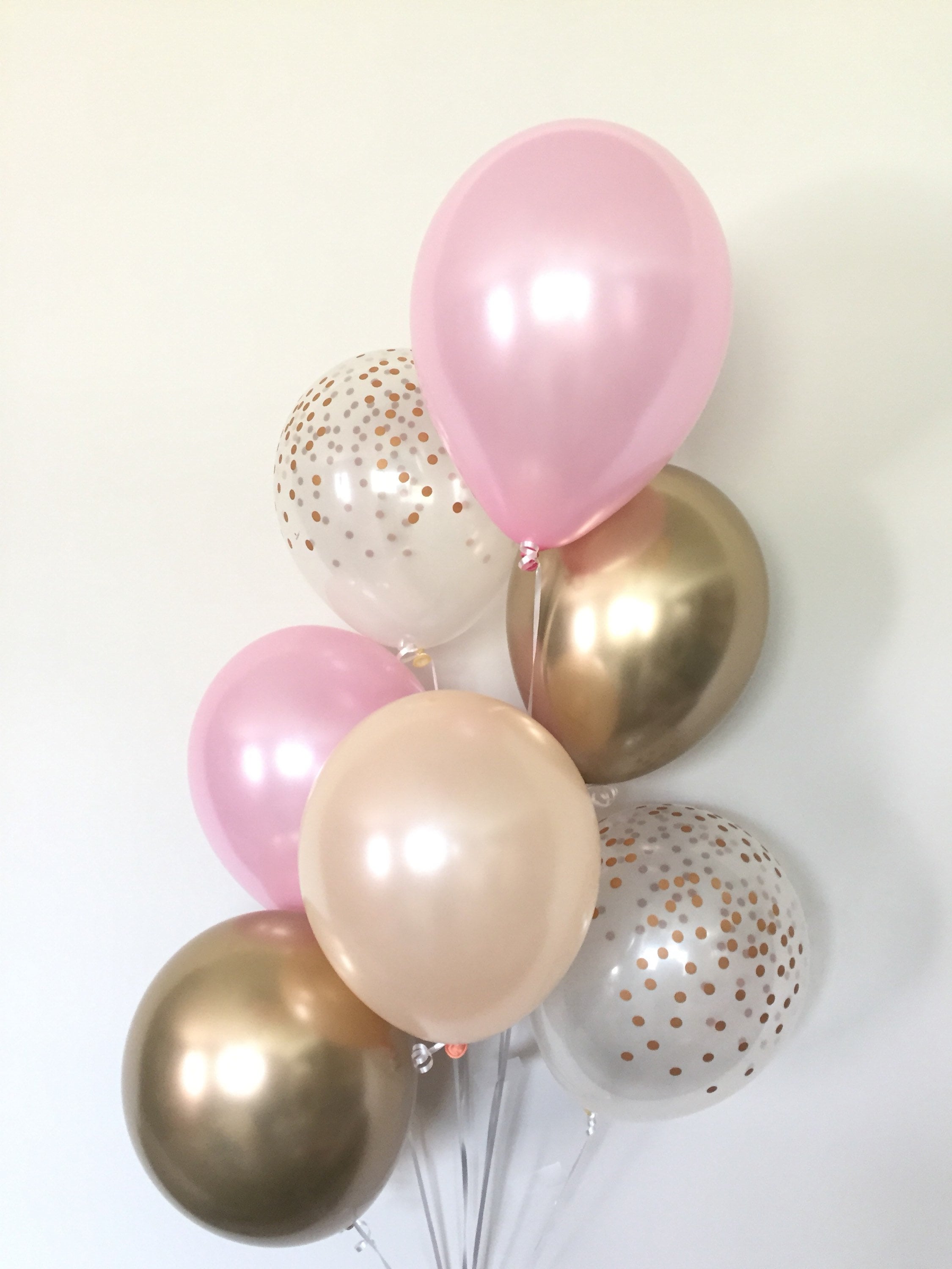 Palloncini rosa, argento e oro / Palloncini rosa, oro cromato e argento / Palloncini  rosa e cipria / Decorazione per addio al nubilato in oro / Sposa cipria S -   Italia