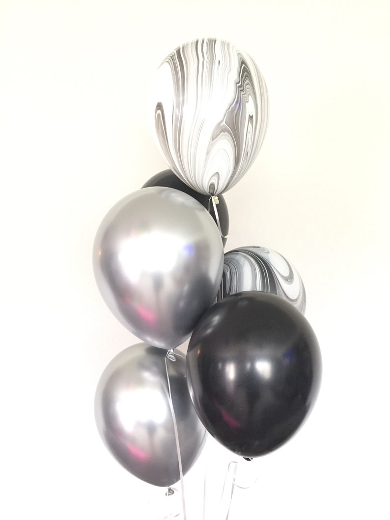 Milestone Birthday Balloons Black and Silver Chrome Balloons New Year/'s Eve Party Black and White Balloons Silver Chrome Balloons