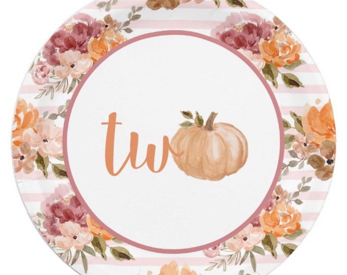 Little Pumpkin Plates Luncheon | Our Little Pumpkin is Two | Little Pumpkin First Birthday | Fall Second Birthday Dinner Plates