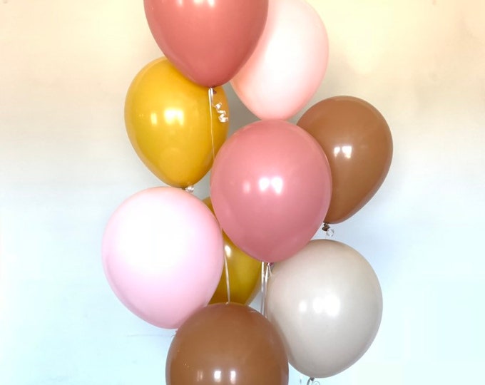 Pastel Matte Pink Balloons | Mocha and Pink Blush Balloons | Blush Bridal Shower Decor | Blush Baby Shower | Blush Birthday Balloons