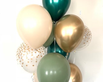 Green and Blush Balloons | Light Green Wedding Decor | Green and Gold Balloons | Eucalyptus Balloons | Dark Sage Green Bridal Shower Decor