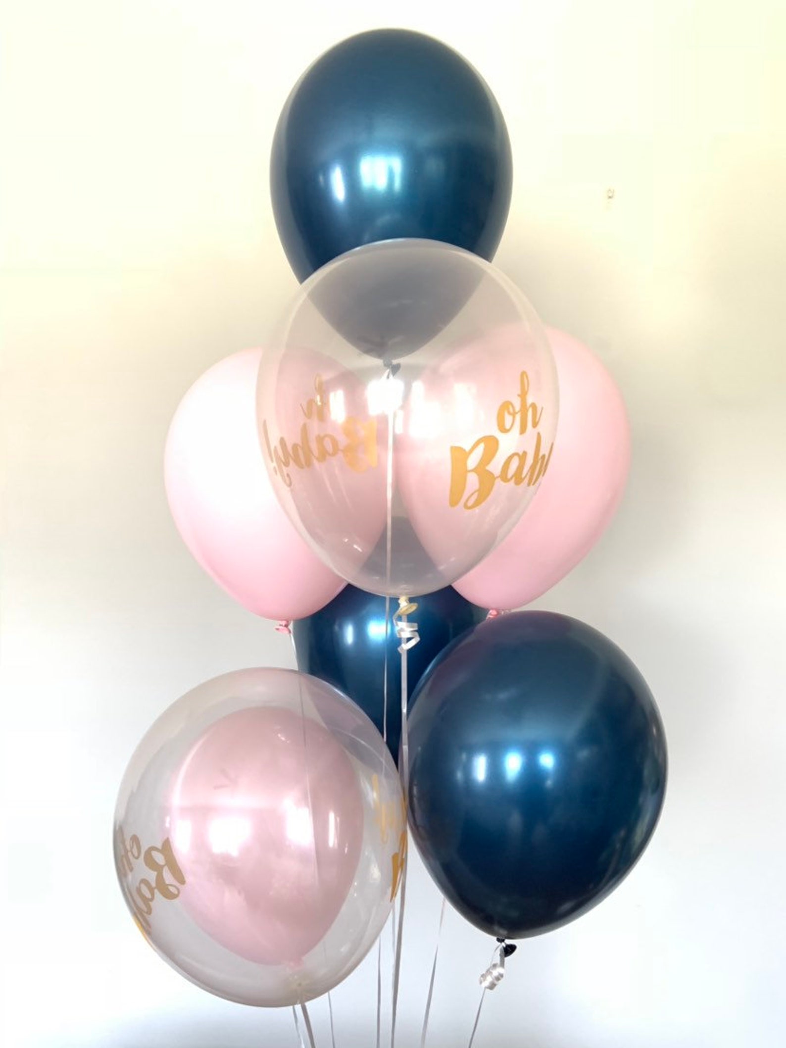 Oh Baby Balloons Blush and Navy Balloons Gender Reveal Etsy